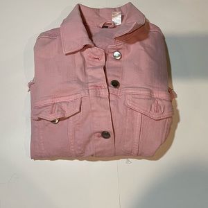 Divided (H&M) Womens Pink, Cropped, Denim Jacket. Size 6 (medium)